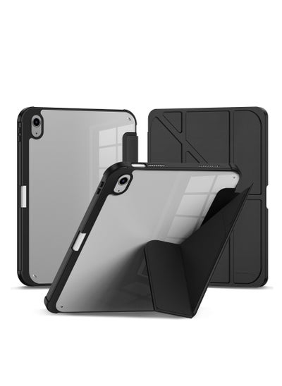 Buy Cover for iPad Terra 11 Pro 2018/2020/2021/2022 with smart pen holder, slim smart cover with kickstand, black/transparent in Saudi Arabia