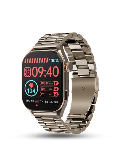 Buy Cosmos Vogue 1.96" Amoled Smartwatch, Rectangular Metal Dial, BT Calling, Multiple Sports Mode, Heart Rate Monitor, IP67 Water Resistant, AI Voice Assistance, Alarm & Notification, Classic Gold in UAE