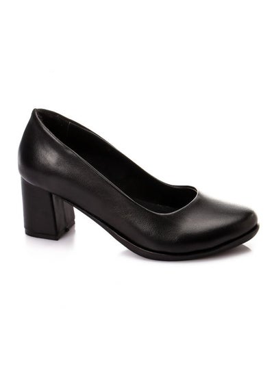 Buy Leather heels shoes for women black in Egypt
