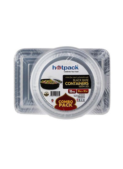 اشتري Hotpack Black Base Rectangular Container 32ounce + 16ounce 5 Pieces each في الامارات