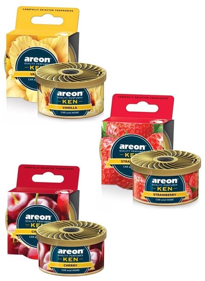 اشتري Ken Perfume Car Air Freshener, 3 Pcs, Vanilla, Strawberry, Cherry في الامارات