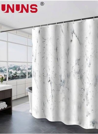 اشتري Marble Bathroom Shower Curtain,Grey And White Fabric Shower Curtain With Hooks,Unique 3D Printing,Decorative Bathroom Accessories,Water Proof,Reinforced Metal Grommets,180x180cm في الامارات