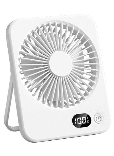 اشتري Small Table Fans,Portable Fans,Rechargeable Portable 180°Tilt Folding Desk Fans, Ultra Quiet, For Home Bedroom Office Desktop, 5 Speeds (White) في السعودية