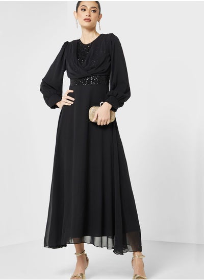 Buy Sequin Detail Chiffon Dress in Saudi Arabia