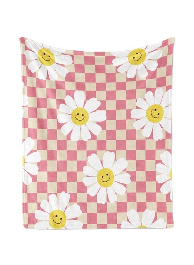 Buy Daisy Throw Blankets for Girls, Soft Cozy Plush Flannel Fleece Throw Blanket Gifts for with Checkerboard Grid Pattern for Teens, Fuzzy Daisy Flowers Throw ​Blankets for Couch Bed Sofa, 50"x60" in UAE