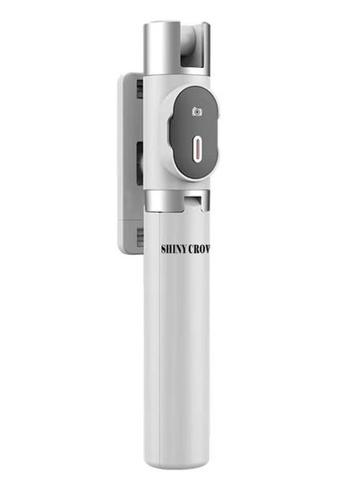 Buy Shiny Crown Selfie Stick Bluetooth Remote Shutter (WHITE) in UAE