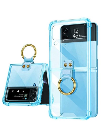 Buy Samsung Z Flip 4 Case, Galaxy Z Flip 4 Clear Case with Ring Stand Protective Cover for Samsung Galaxy Z Flip 4 5G, Clear Blue in Egypt
