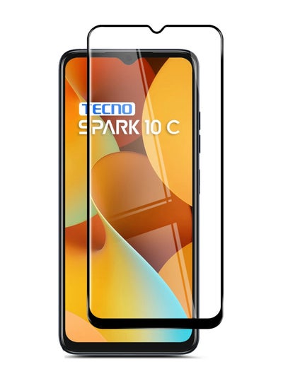 Buy Premium E2E Full Glue Full Cover Tempered Glass Screen Protector For Tecno Spark 10C 4G 2023 Clear/Black in Saudi Arabia