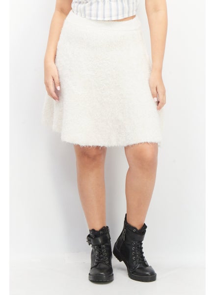 Buy Women Textured Mini Skirt, Cream in UAE