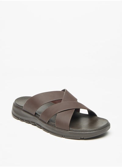 اشتري Men's Solid Slip-On Cross Strap Sandals في الامارات