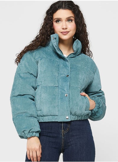 Buy High Neck Puffer Crop Jacket in UAE