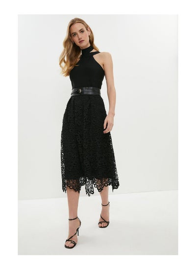 Buy Belted Lace Full Midi Skirt in UAE