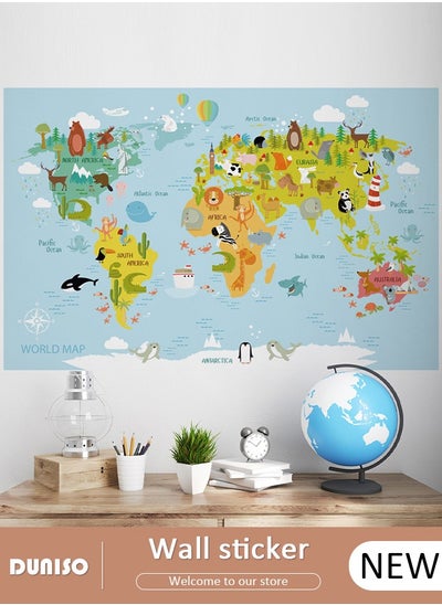 اشتري 2 Pcs World Cartoon Map Wall Stickers Wall Sticker Home Decoration Wall Stickers For Living Room And Bedroom في الامارات