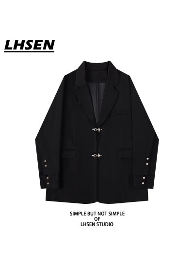 اشتري Black Buttoned Padded Blazer Jacket Black في الامارات