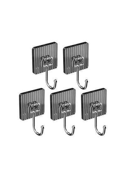 اشتري 5Pcs All-Purpose Large Adhesive Hook Waterproof and Rustproof Wall Hooks for Hanging Heavy Duty Reusable Nail Free Sticky Hangers في الامارات