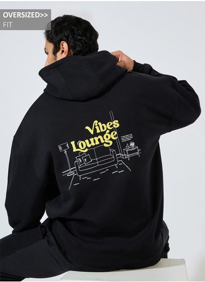 Buy Vibe Lounge Print Oversized Heavyweight Hoodie in Saudi Arabia