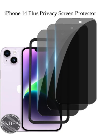 Buy 3 PCS iPhone 14 Plus Privacy Screen Protector，28°Privacy Protector Support Fingerprint Unlock ,9H Tempered Glass Film Easy Installation Anti-Scratch Film in Saudi Arabia