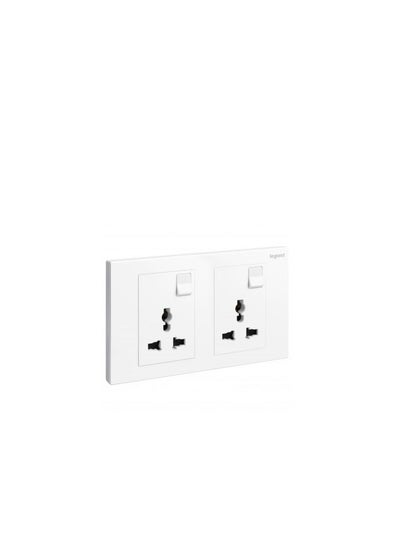 Buy Legrand Universal Switch Socket 2Gang Galion White in UAE