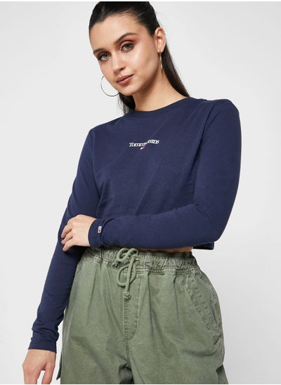 Buy Round Neck Logo Crop Top in UAE