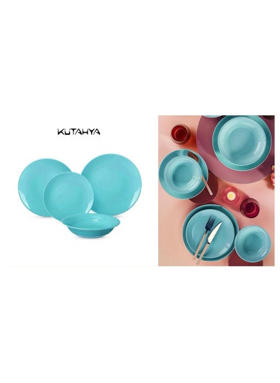 Buy Kutahya Porcelain Dinner Set 24 Pieces Round Hera Kutahya Turkish Turquoise 8697828897794 in Egypt