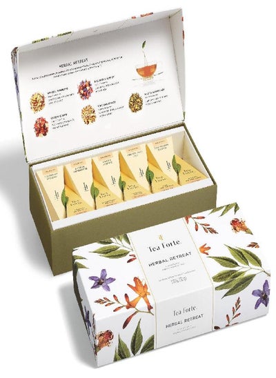 اشتري Tea Forte Herbal Retreat Organic Citrus and Fruit Teas, Petite Presentation Box Tea Sampler Gift Set with 10 Handcrafted Pyramid Tea Bag Infusers, Caffeine Free Herbal Tea في الامارات