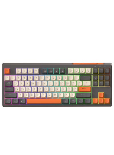 اشتري لوحة مفاتيح M87 لاسلكية للألعاب بتقنية البلوتوث وإضاءة خلفية بألوان قوس قزح ولوحة مفاتيح للكمبيوتر RGB. في الامارات