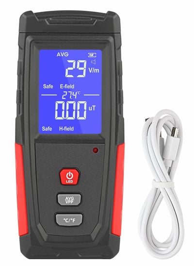 اشتري EMF Meter, Portable Digital Radiation Detector, Handheld EMF Detector for Home/Outdoor, Electric/Magnetic Field/Ghost Detector - LED Light & Sound Alarm Black (1-1999V/m, 0.01-99.99μT) في السعودية