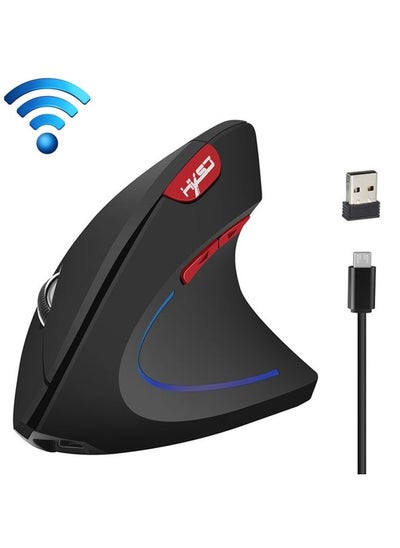 اشتري HXSJ T22 2.4GHz Wireless 4-Keys 2400 DPI Adjustable Ergonomics Optical Vertical Mouse(Black) في السعودية