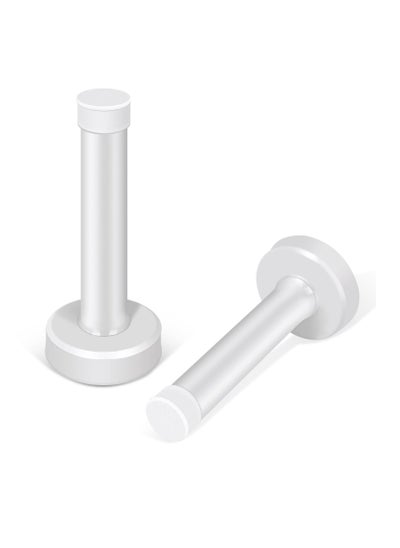 Buy Door Stops, 2Pcs 3.5 Inch White Door Stoppers, Stainless Steel Modern Doorstops with Sound Dampening Door Bumper Tips, Wall Mounted Baseboard Door Stop Metal Door Holder Wall Protector in Saudi Arabia