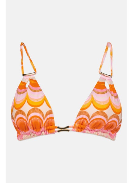 اشتري Women Padded Abstract Print Tube Trim Bikini Top, Orange Combo في الامارات