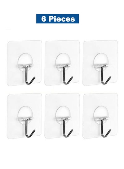 Buy 6-Piece Stainless Steel Self-Adhesive Wall Hook in UAE