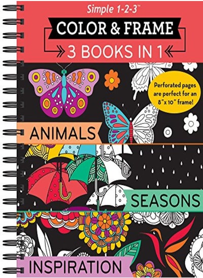 Buy Color & Frame - 3 Books in 1 - Animals, Seasons, Inspiration (Adult Coloring Book) in UAE