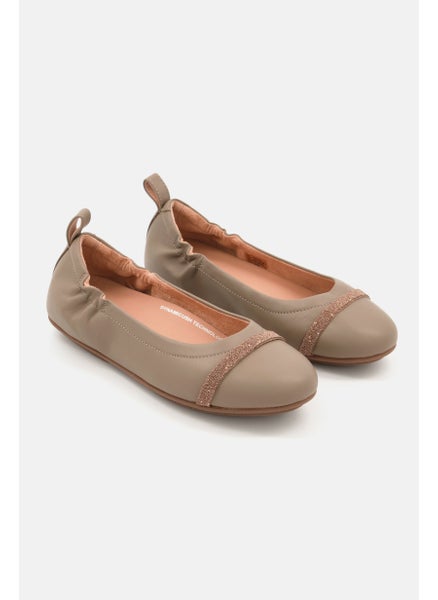 اشتري Women Slip On Leather Ballet Flats Shoes, Minky Grey في الامارات