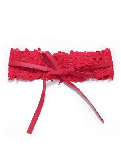 اشتري Lace Wide Wwaist Strap Ladies Decorative Belt 92cm Red في الامارات