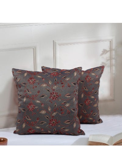 Buy Blossom Dark Grey 16x16 Inch Decorative Cushion & Cushion Cover-Set of 2 in UAE