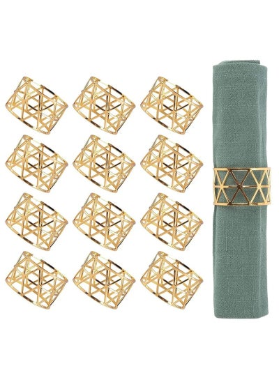 اشتري Gold Napkin Rings Holders Set of 12 Dining Birthday Dinner Holiday Party Table Setting Decoration Wedding في السعودية