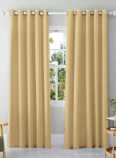 Buy Amali 2 Blackout curtains for living room Decor or bedroom window noise reduction and light blocking with 16 Grommets in 2 panels long 274cm and 127 cm in width Harvest in UAE