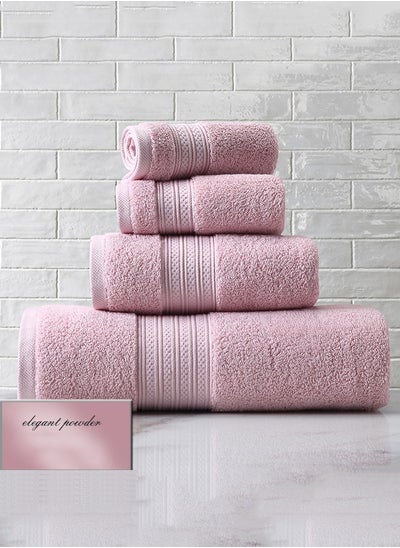 Buy 4-Piece Towel Set, Pink Cotton Luxury Plush Towels, 2 Square Towel, 1 Washcloths, 1 Bath Towel - Highly Absorbent, Quick Dry,Premium Quality Towel Hand Set for Bathroom in UAE