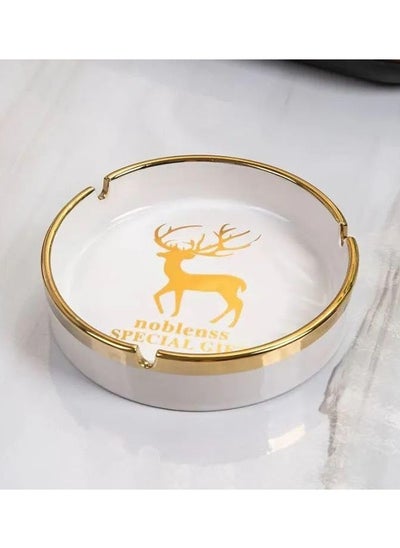 Buy Luxury Porcelain Ashtray for Cigarette Placement Deer Design Elegant Design Durable Material for Smoking Areas White * Gold in Egypt