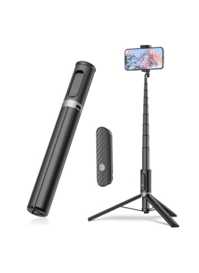 Buy Tripod, Cell Phone Selfie Stick, 60 Inch Lightweight All-in-1 Stand with Integrated Wireless Remote, Lightweight and Portable, Extendable Tripod for 4-7 Inch Phone for Selfie/Live Stream/Vlog Black in Saudi Arabia