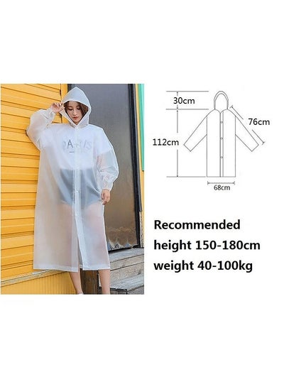 Buy Reusable Vinyl Rain Coat with Attached Hoods White in Saudi Arabia