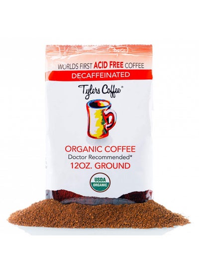 Buy Tylers No Acid Organic Ground Coffee - 100% Arabica Full Flavor Decaf - Neutral pH - No Bitter Aftertaste - Gentle on Digestion, Reduce Acid Reflux - Protect Teeth Enamel - For No Acid Diets - 12 oz in UAE