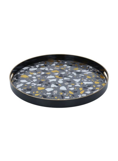 Buy Colorful Round Black Acrylic Serving Tray in Saudi Arabia