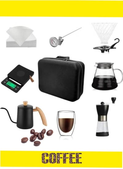 Buy V60 Pour Over Coffee Set, 9-Piece Drip Coffee Maker Set, Hand Brewing Coffee Accessories Kit, All In 1 Portable Travel Bag 42*16*28cm in Saudi Arabia