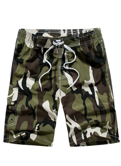 اشتري Men's Printed Beach Casual Shorts Swimwear Summer Green في السعودية