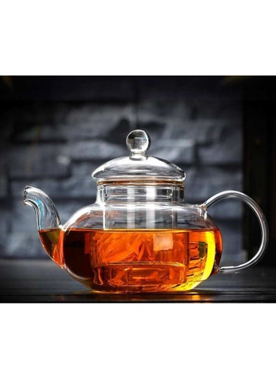 Buy Heat Resistant Borosilicate Glass Teapot With Filter 1000ML in UAE