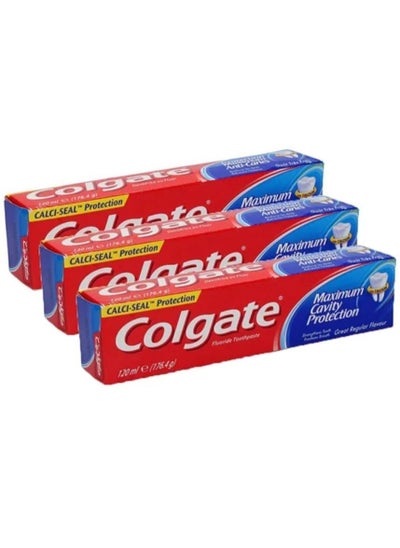 Buy 3-Piece Maximum Cavity Protection Toothpaste Red 120ml in Saudi Arabia