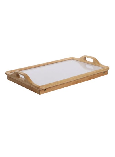 Buy Wood Serving Tray Natural/White in UAE