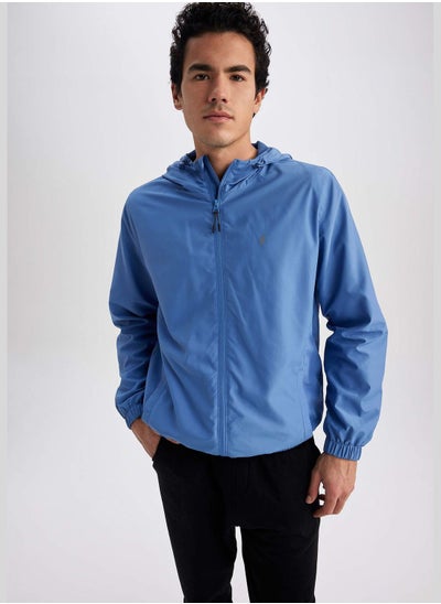 Buy Man Slim Fit Hooded Long Sleeve Jacket in UAE