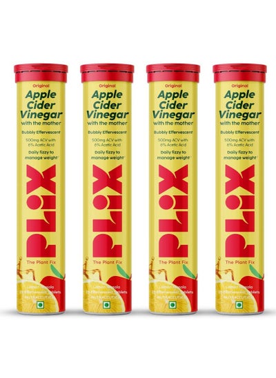 Buy The Plant Fix Apple Cider Vinegar Effervescent Tablet With Mother Lemon Masala Pack Of 4 in UAE